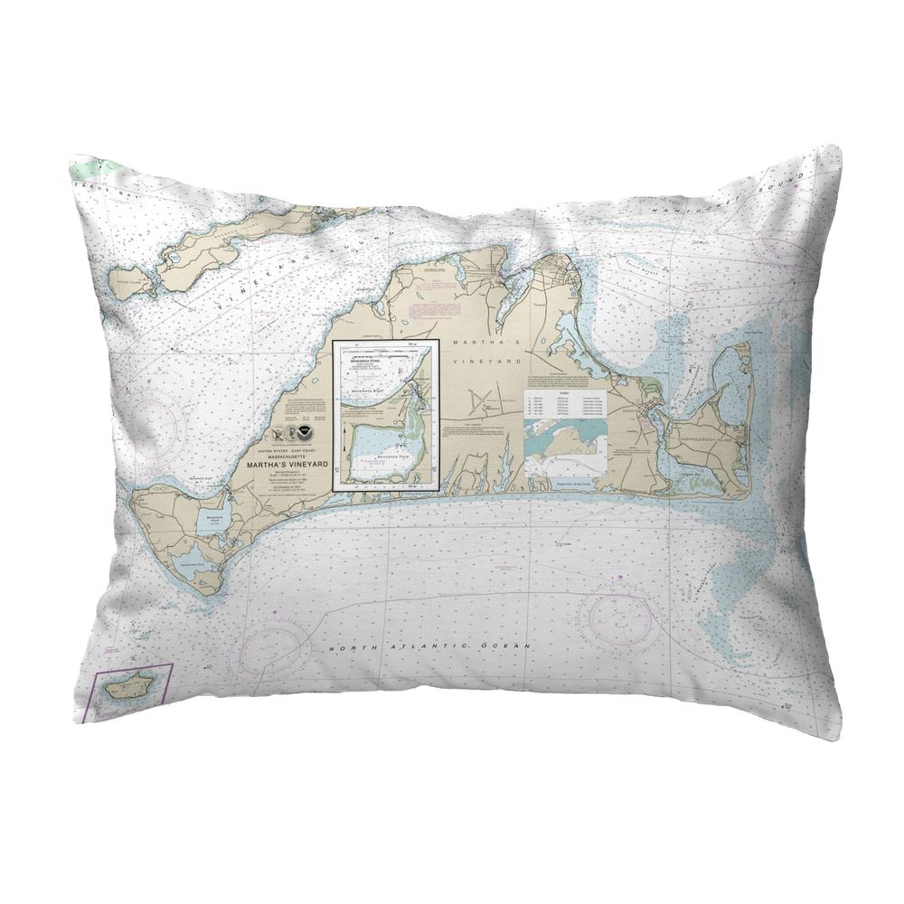 Martha's Vineyard, MA Nautical Map Noncorded Indoor/Outdoor Pillow 11x14. Picture 1