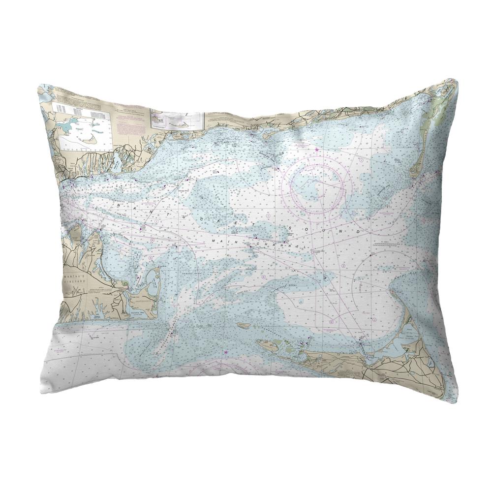 Nantucket Sound, MA Nautical Map Noncorded Indoor/Outdoor Pillow 11x14. Picture 1