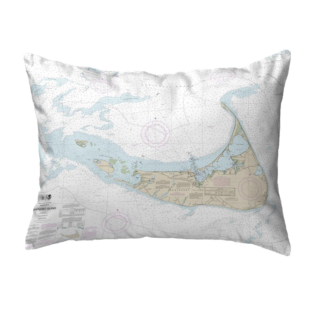 Nantucket Island, MA Nautical Map Noncorded Indoor/Outdoor Pillow 11x14. Picture 1