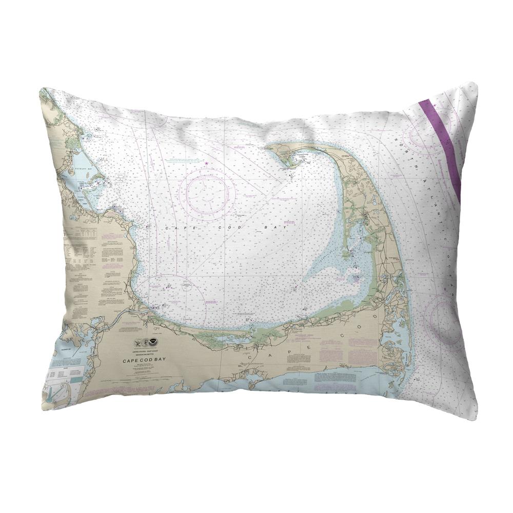 Cape Cod Bay, MA Nautical Map Noncorded Indoor/Outdoor Pillow 11x14. Picture 1