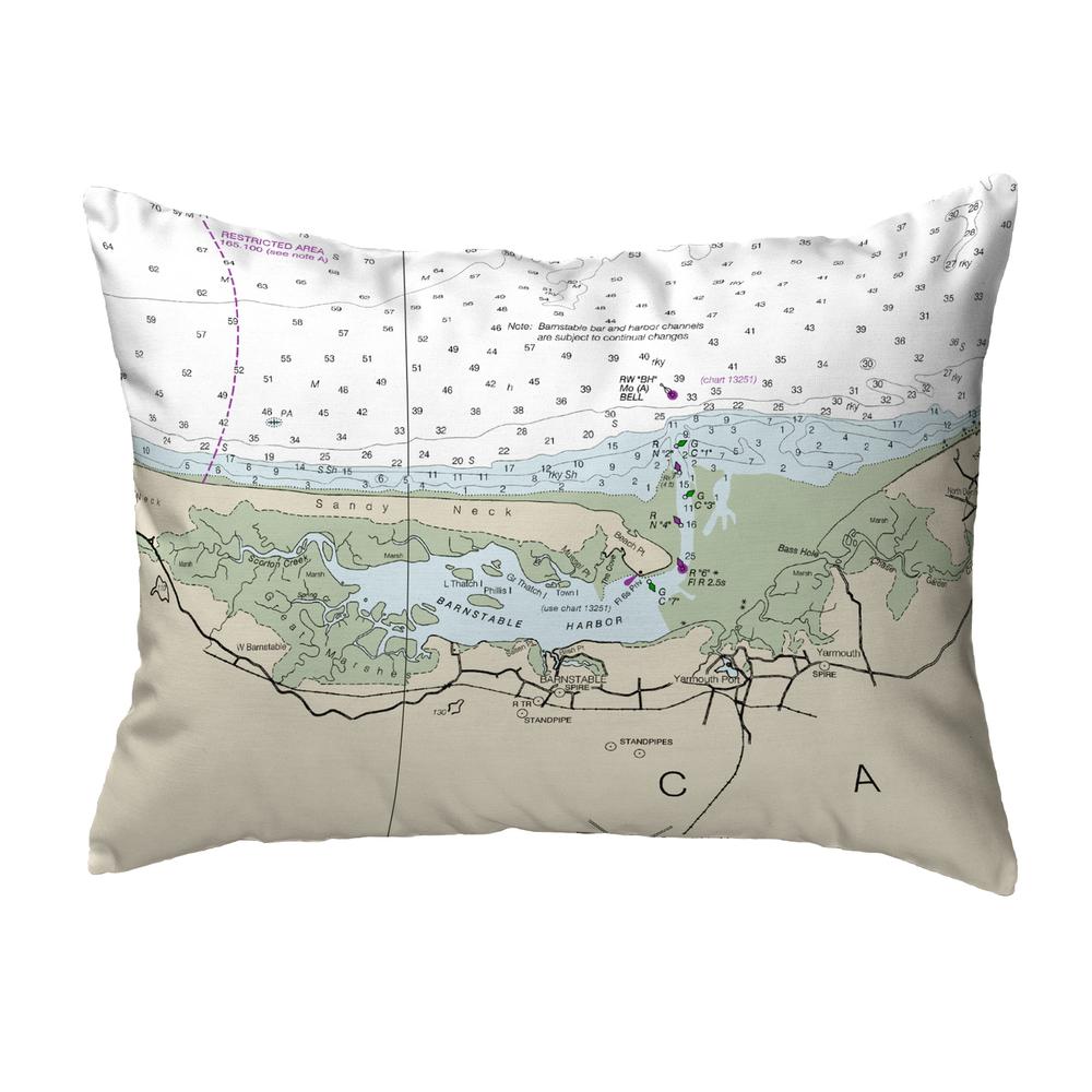 Cape Cod - Sandy Neck, MA Nautical Map Noncorded Indoor/Outdoor Pillow 11x14. Picture 1