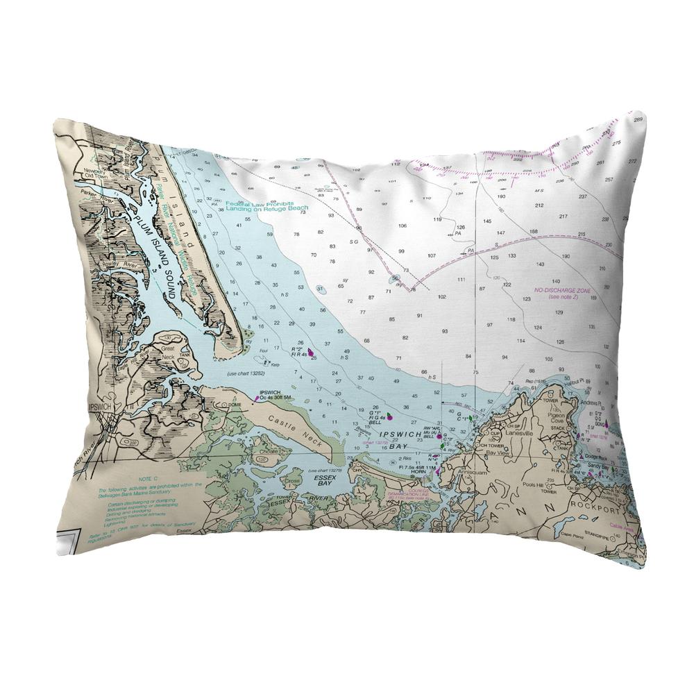 Plum Island Sound, MA Nautical Map Noncorded Indoor/Outdoor Pillow 11x14. Picture 1