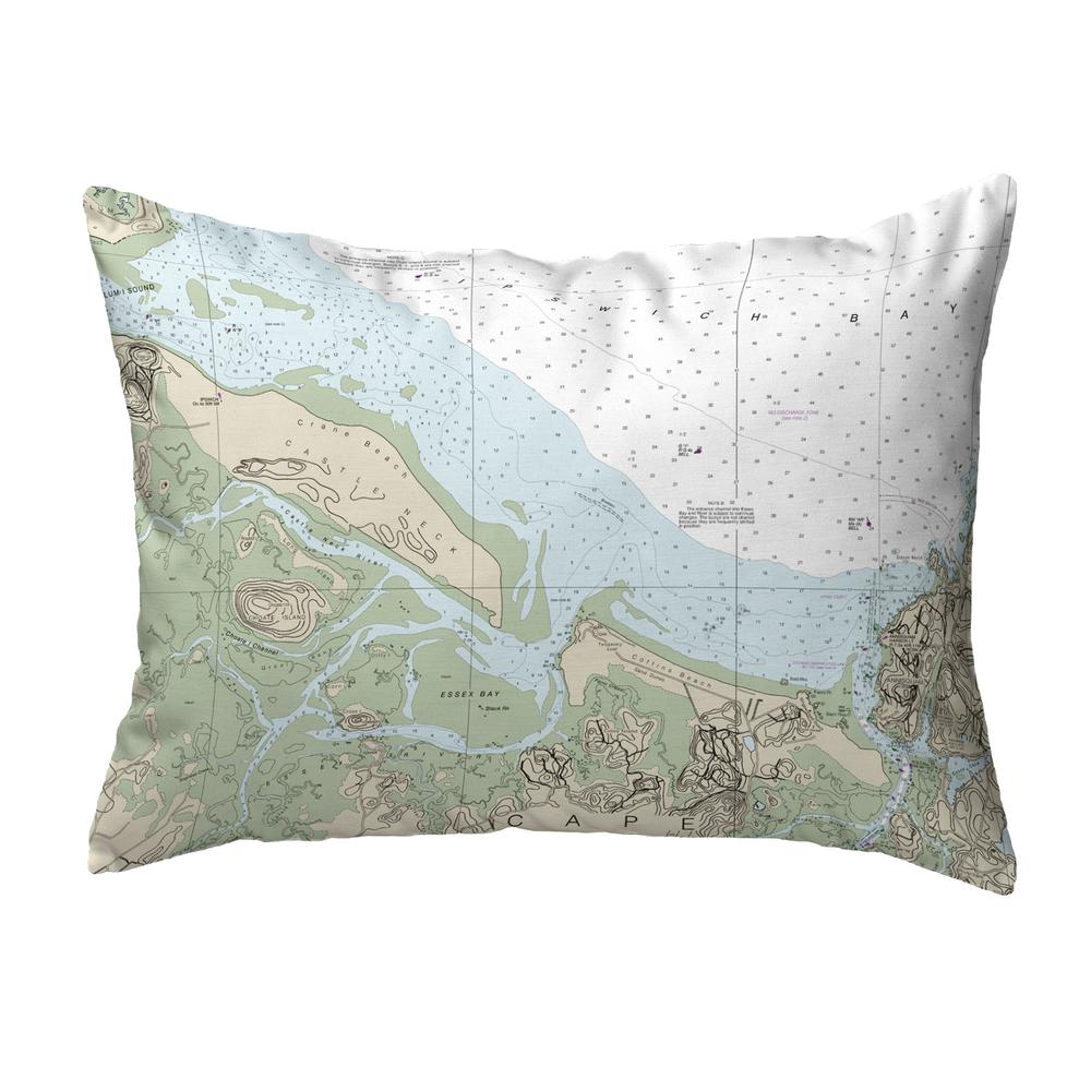 Essex Bay and Essex River, MA Nautical Map Noncorded Indoor/Outdoor Pillow 11x14. Picture 1