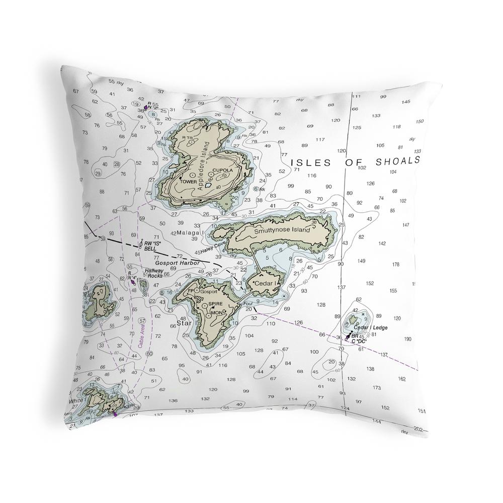 Isle of Shoals, NH Nautical Map Noncorded Indoor/Outdoor Pillow 12x12. Picture 1