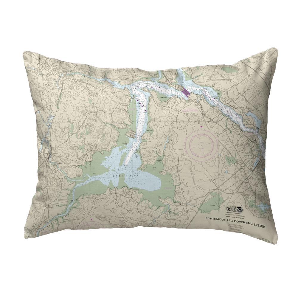 Portsmouth to Dover and Exeter - Great Bay, NH Nautical Map Noncorded Indoor/Outdoor Pillow 11x14. Picture 1