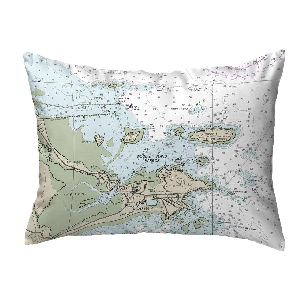 Biddleford Pool, ME Nautical Map Noncorded Indoor/Outdoor Pillow 11x14. Picture 1