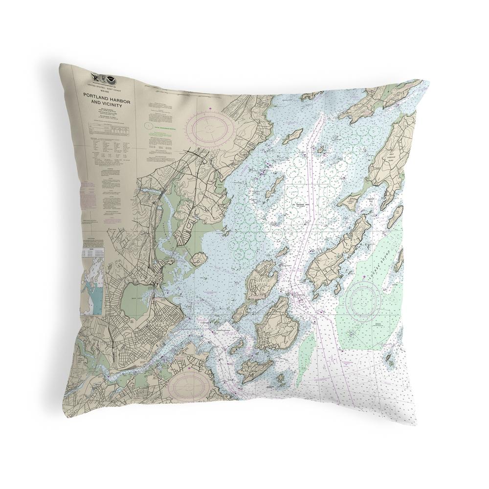 Portland Harbor and Vacinity, ME Nautical Map Noncorded Indoor/Outdoor Pillow 12x12. Picture 1