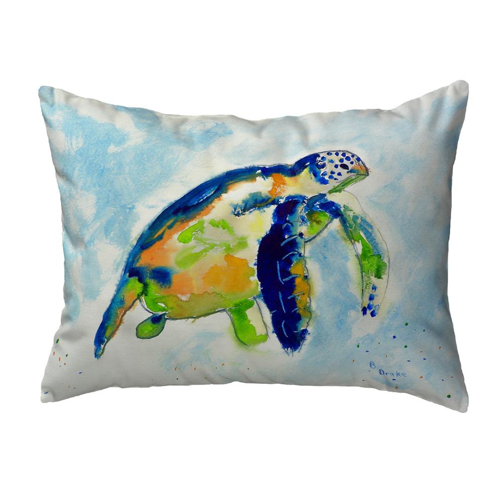 Blue Sea Turtle Small No-Cord Pillow 11x14. Picture 1