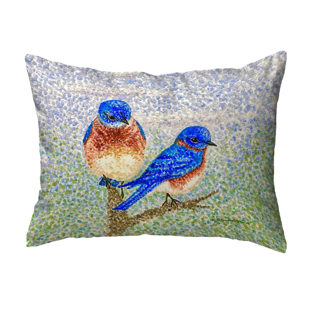 Two Blue Birds Small Noncorded Pillow 11x14. Picture 1