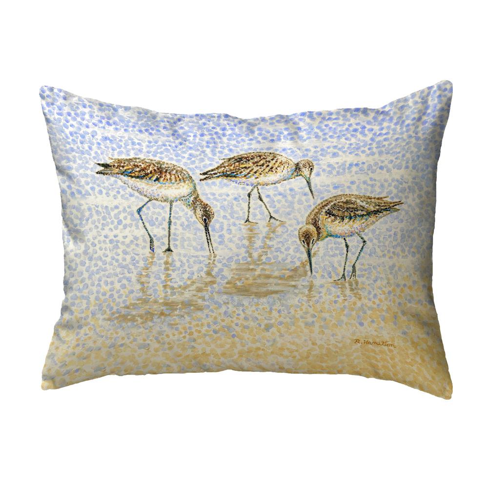 Willet Sandpipers Feeding Small Noncorded Pillow 11x14. Picture 1
