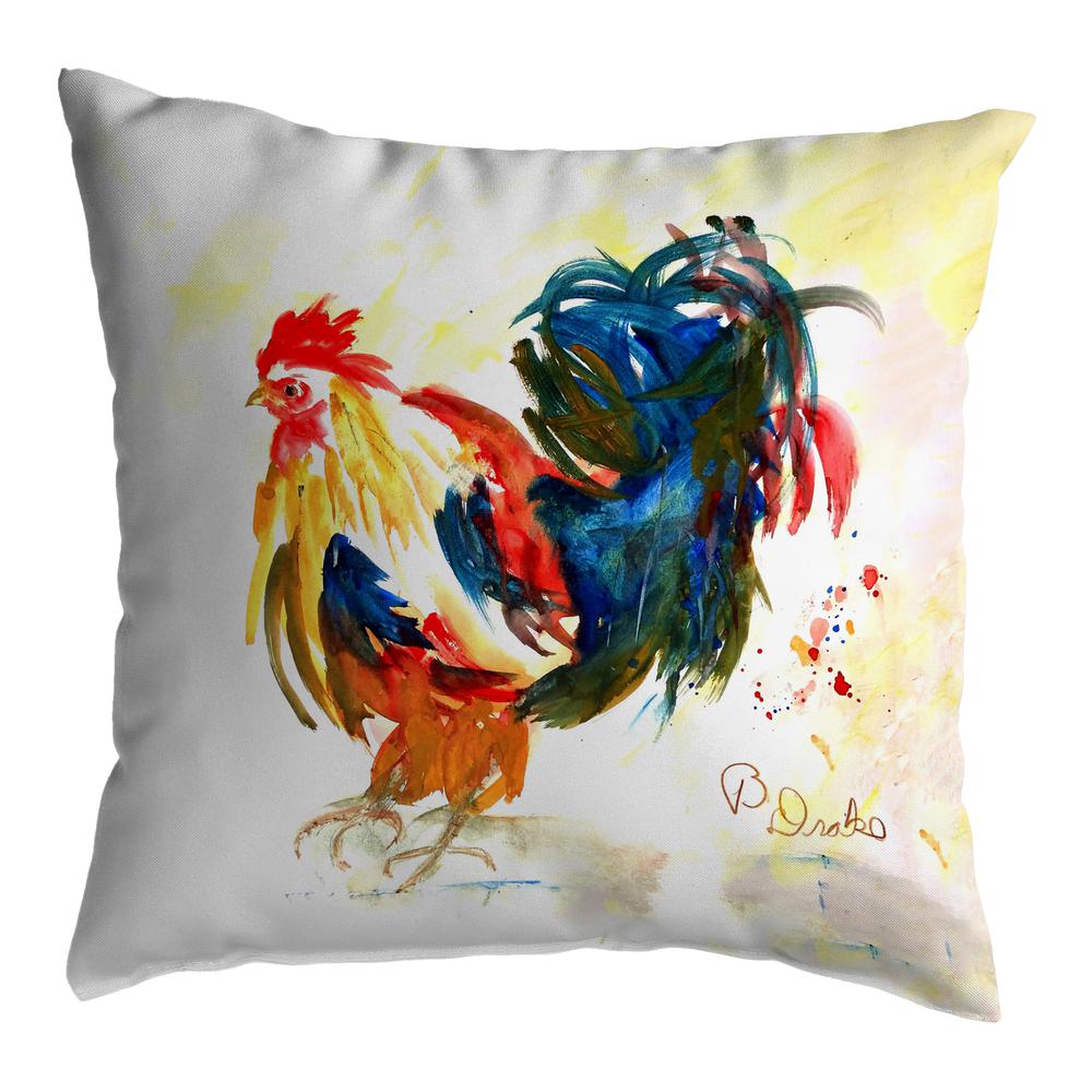 Colorful Rooster Small Noncorded Pillow 12x12. Picture 1