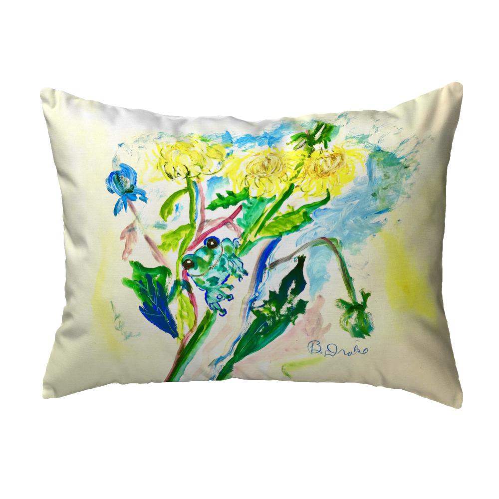 Frog & Flowers Small Noncorded Pillow 11x14. Picture 1