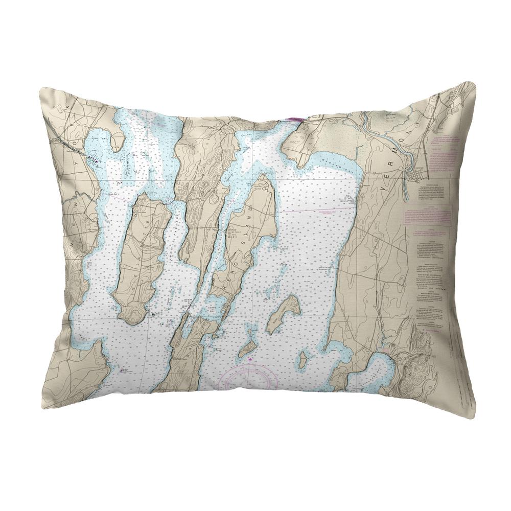North Hero Island #2, VT Nautical Map Noncorded Indoor/Outdoor Pillow 11x14. Picture 1
