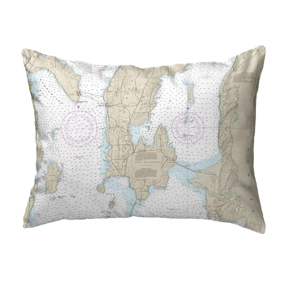 South Hero Island, VT Nautical Map Noncorded Indoor/Outdoor Pillow 11x14. Picture 1