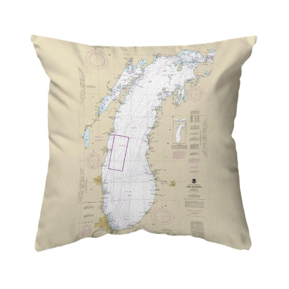 Lake Michigan, MI Nautical Map Small Noncorded Pillow 12x12. Picture 1