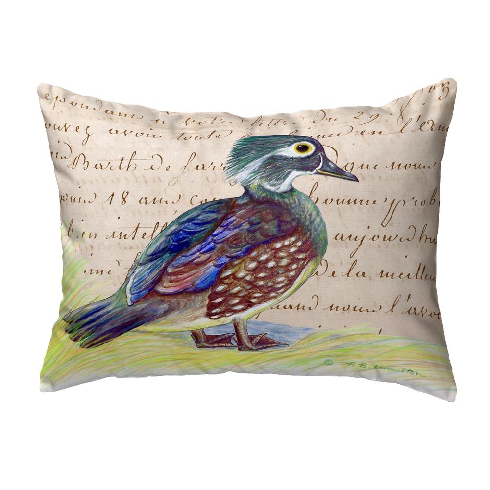Female Wood Duck Script Small No-Cord Pillow 11x14. The main picture.