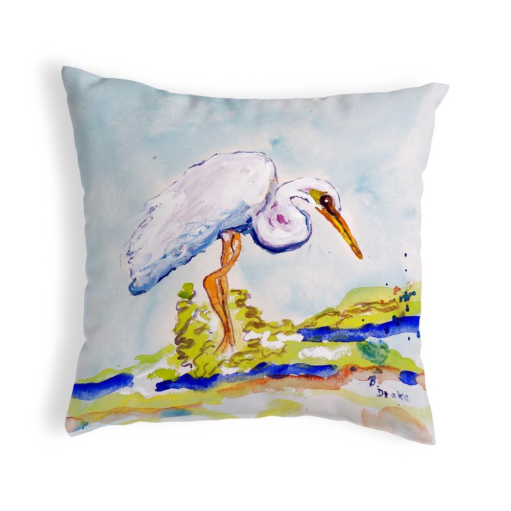 Betsy's Egret Small No-Cord Pillow 12x12. Picture 1