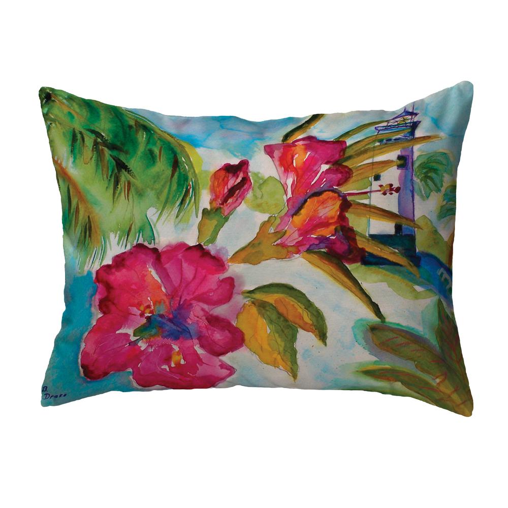 Lighthouse and Florals Small No-Cord Pillow 11x14. Picture 1