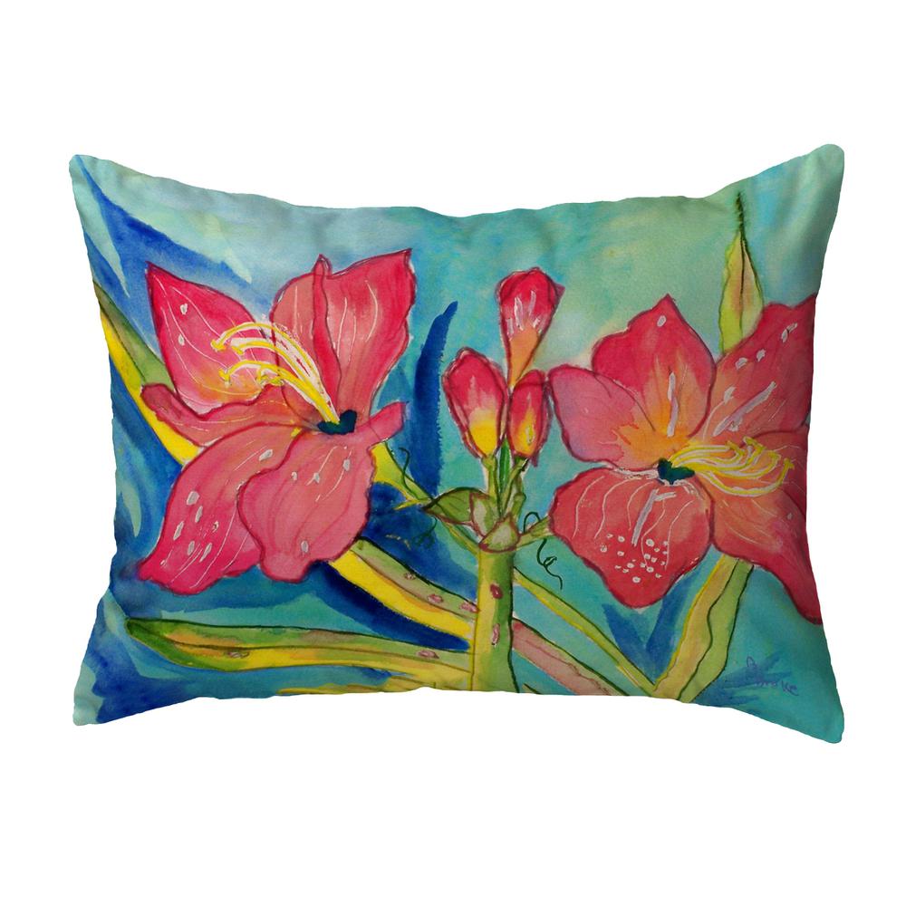 Pink Amaryllis Small No-Cord Pillow 11x14. Picture 1