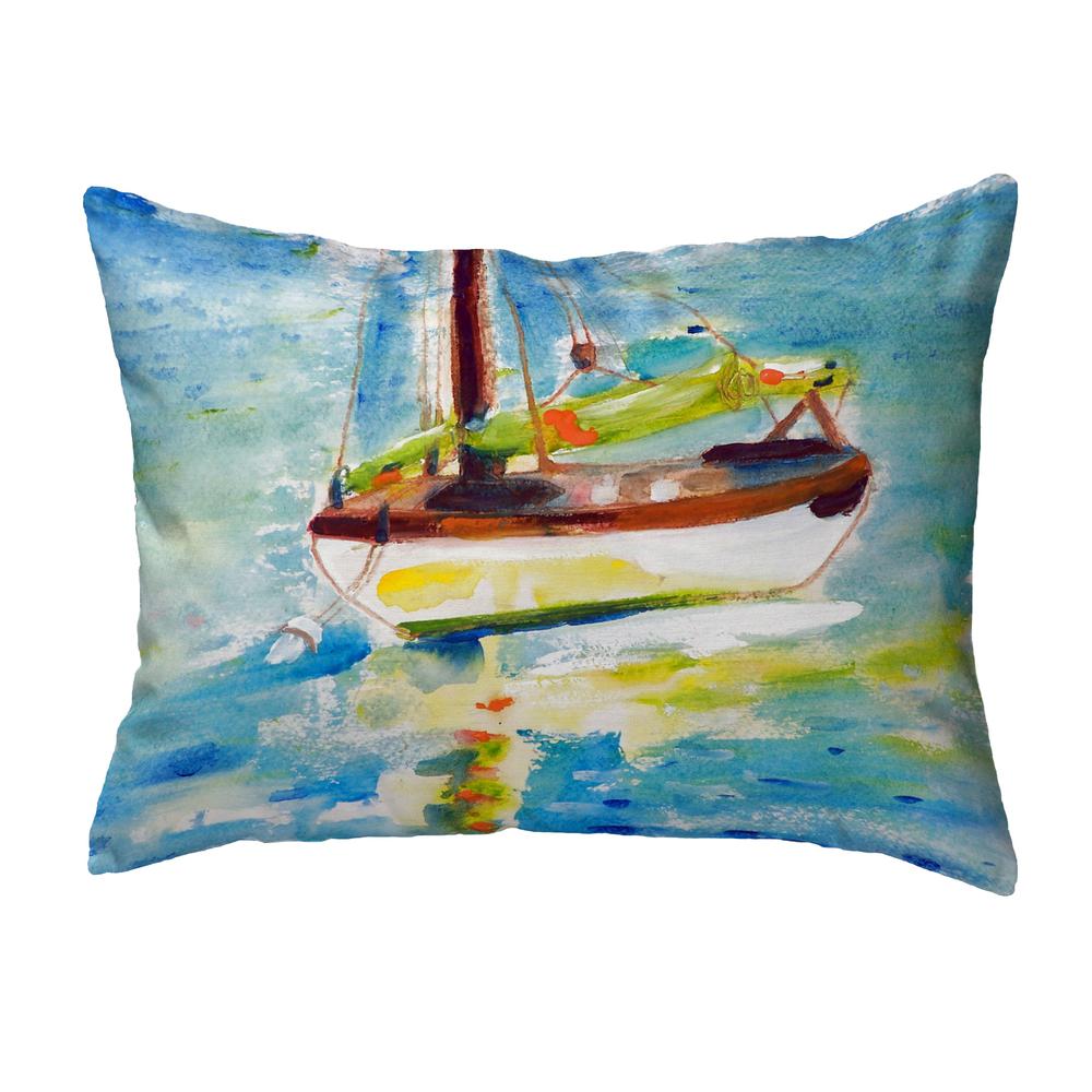Yellow Sailboat Small No-Cord Pillow 11x14. Picture 1