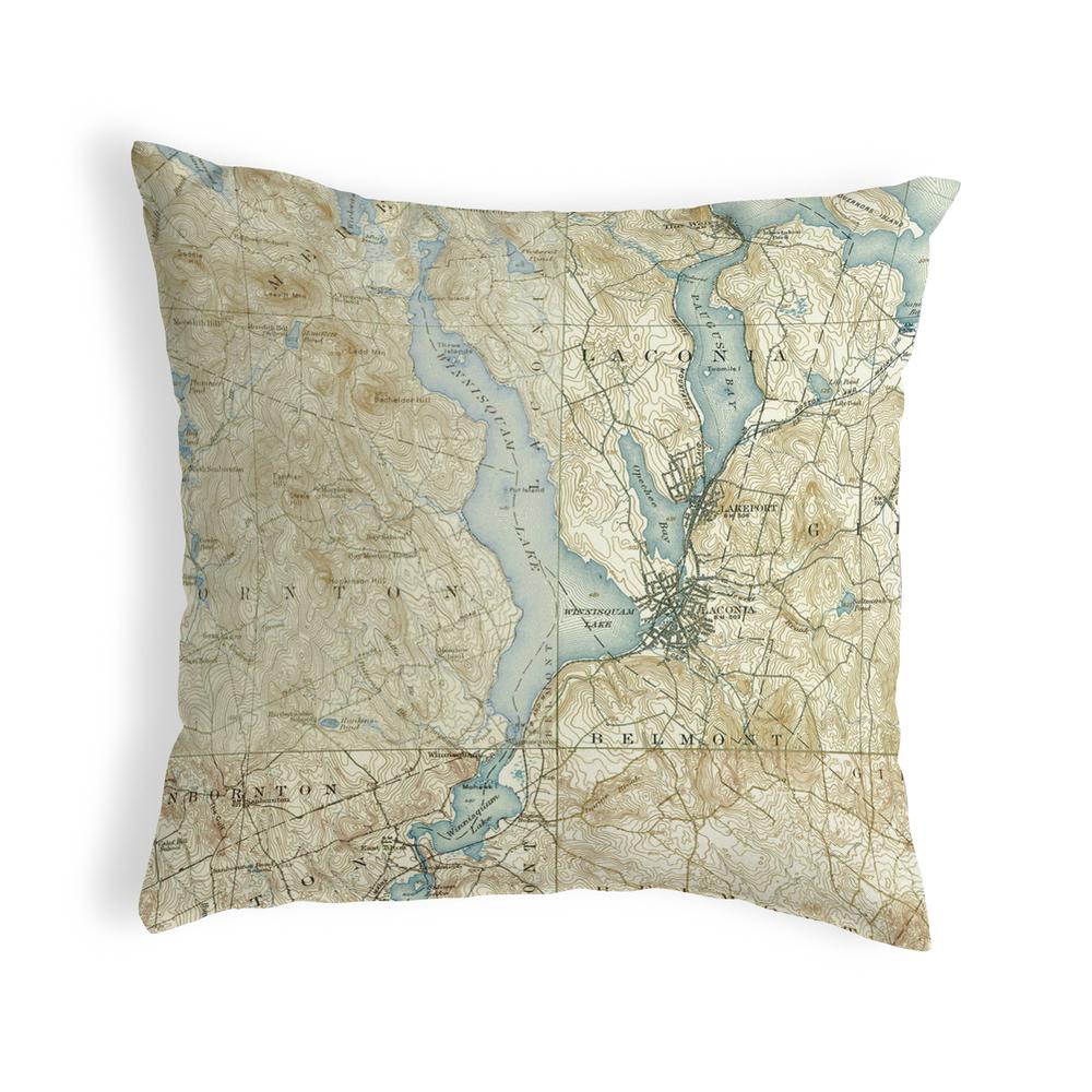 Lake Winnisquam, NH Nautical Map Noncorded Indoor/Outdoor Pillow 12x12. Picture 1