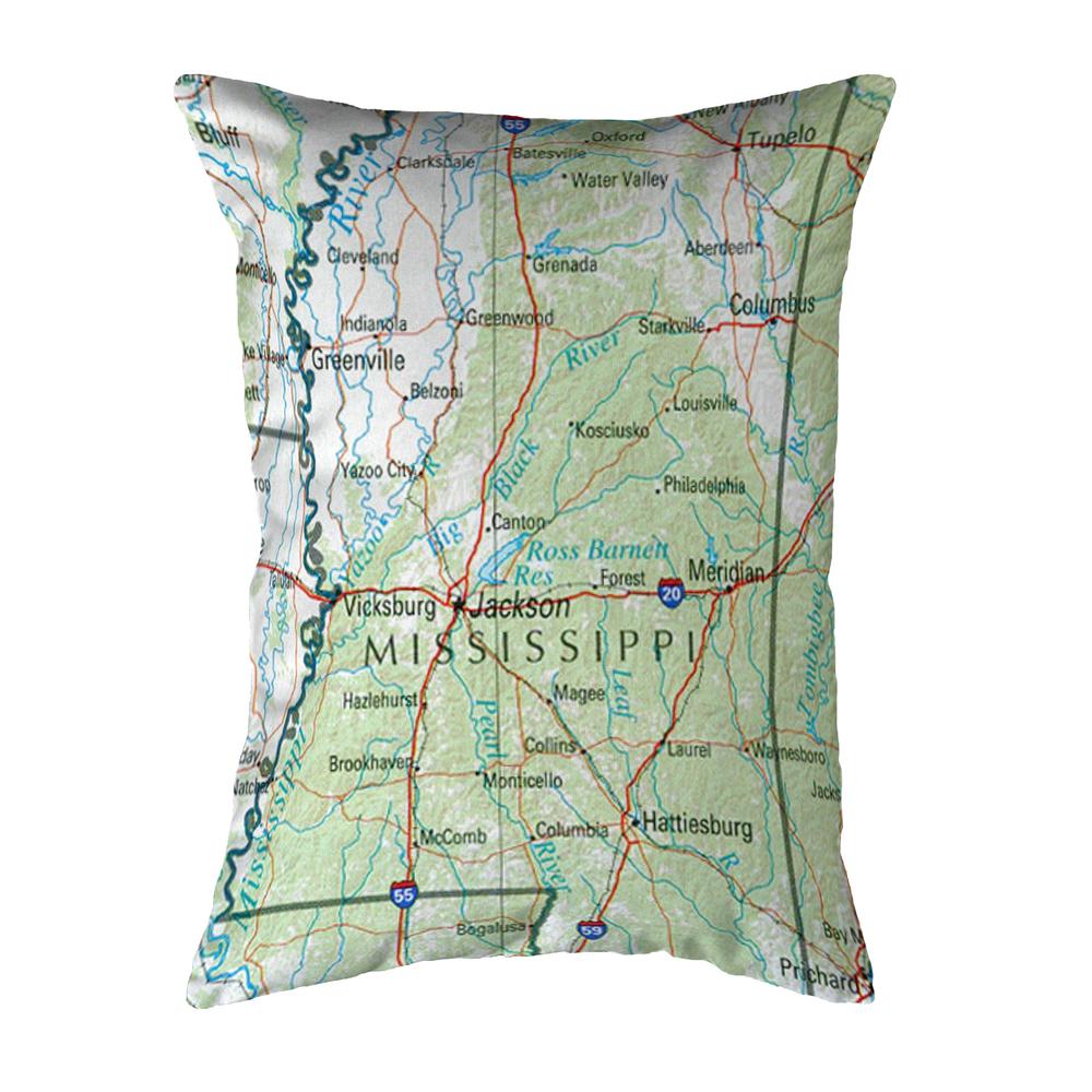 Mississippi, MS Nautical Map Noncorded Indoor/Outdoor Pillow 11x14. Picture 1