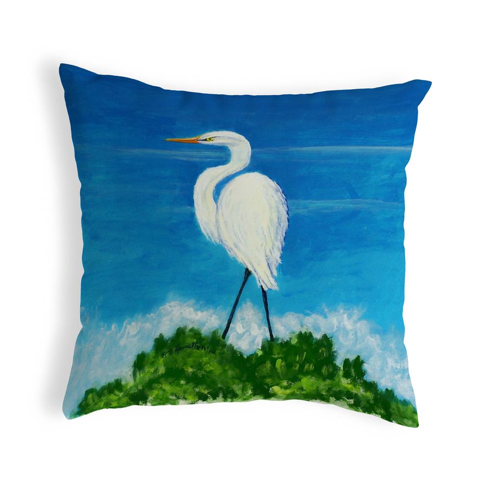 Great Egret Small No-Cord Pillow 12x12. Picture 1