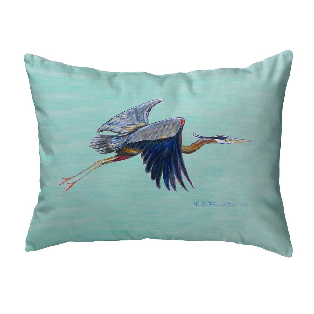 Flying Blue Heron - Teal Small No-Cord Pillow 11x14. Picture 1