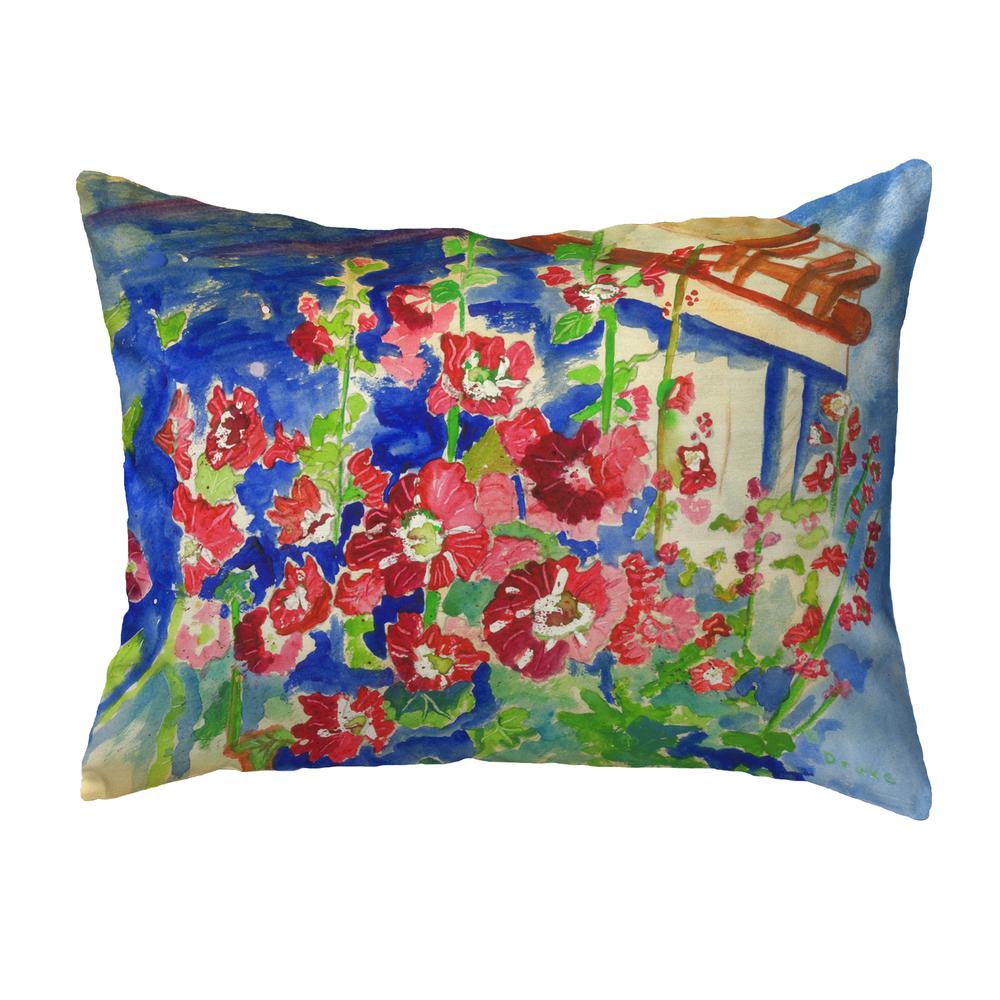 Hollyhocks Small No-Cord Pillow 11x14. Picture 1