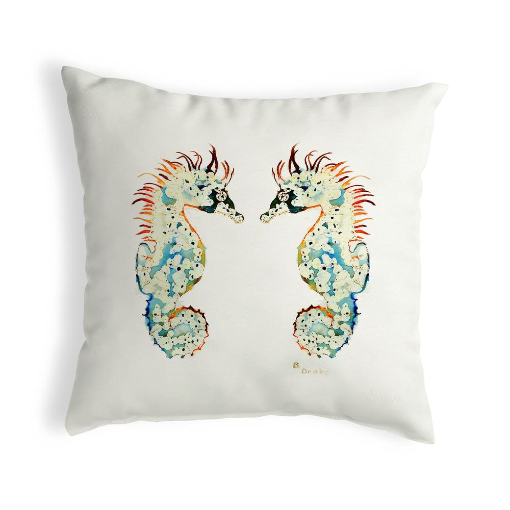 Betsy's Seahorses Small No-Cord Pillow 12x12. Picture 1