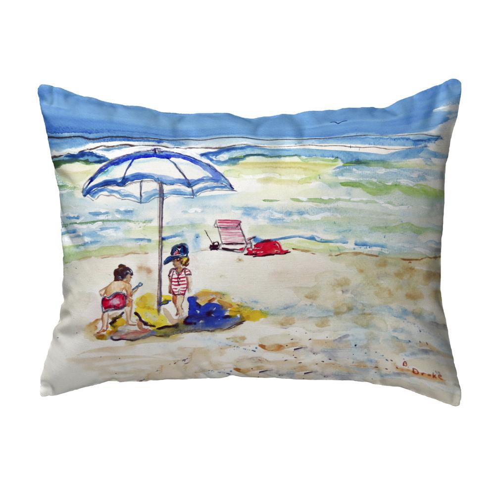 Playing On The Beach Small No-Cord Pillow 11x14. Picture 1