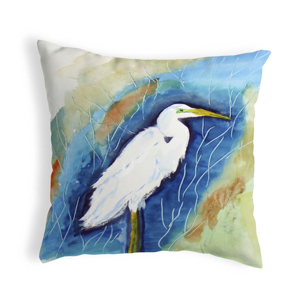 Great Egret Right Small No-Cord Pillow 12x12. Picture 1