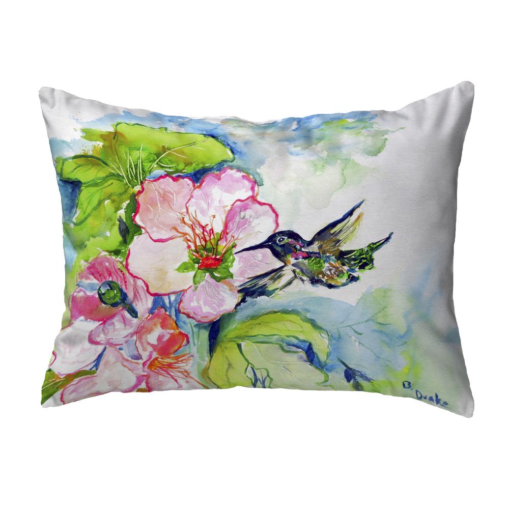 Hummingbird & Hibiscus Small No-Cord Pillow 11x14. Picture 1