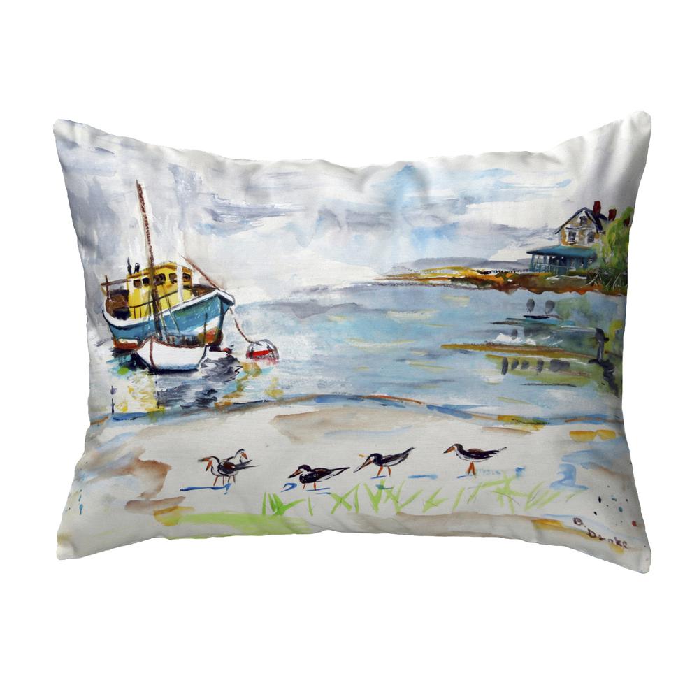 Boat & Sandpipers Small No-Cord Pillow 11x14. Picture 1