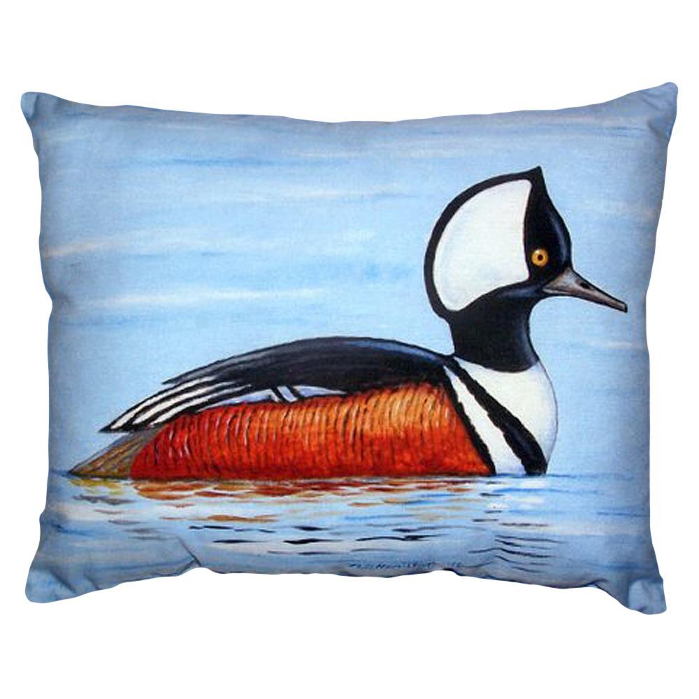 Hooded Merganser Small No-Cord Pillow 11x14. Picture 1