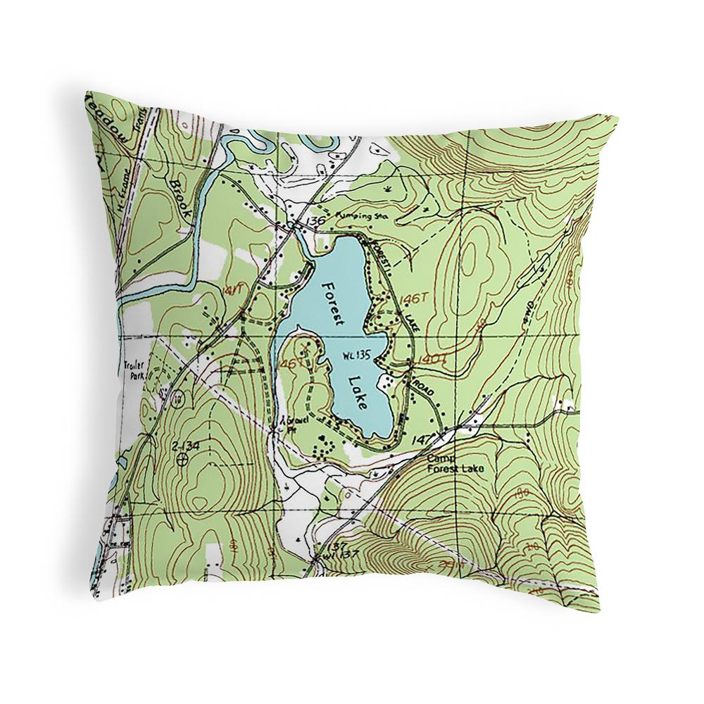 Forest Lake, NH Nautical Map Noncorded Indoor/Outdoor Pillow 12x12. Picture 1