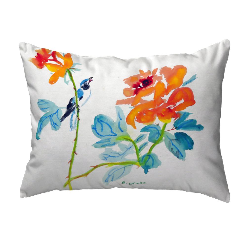 Bird & Roses Small No-Cord Pillow 11x14. Picture 1