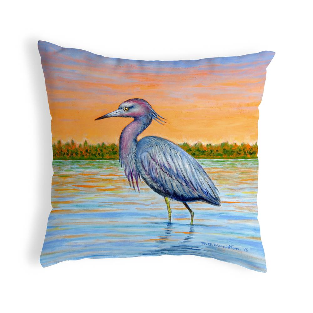 Heron & Sunset Small No-Cord Pillow 12x12. Picture 1