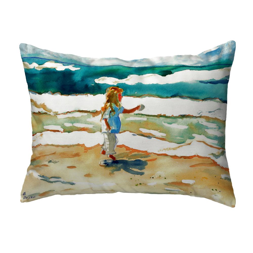 Girl at the Beach Small No-Cord Pillow 11x14. Picture 1