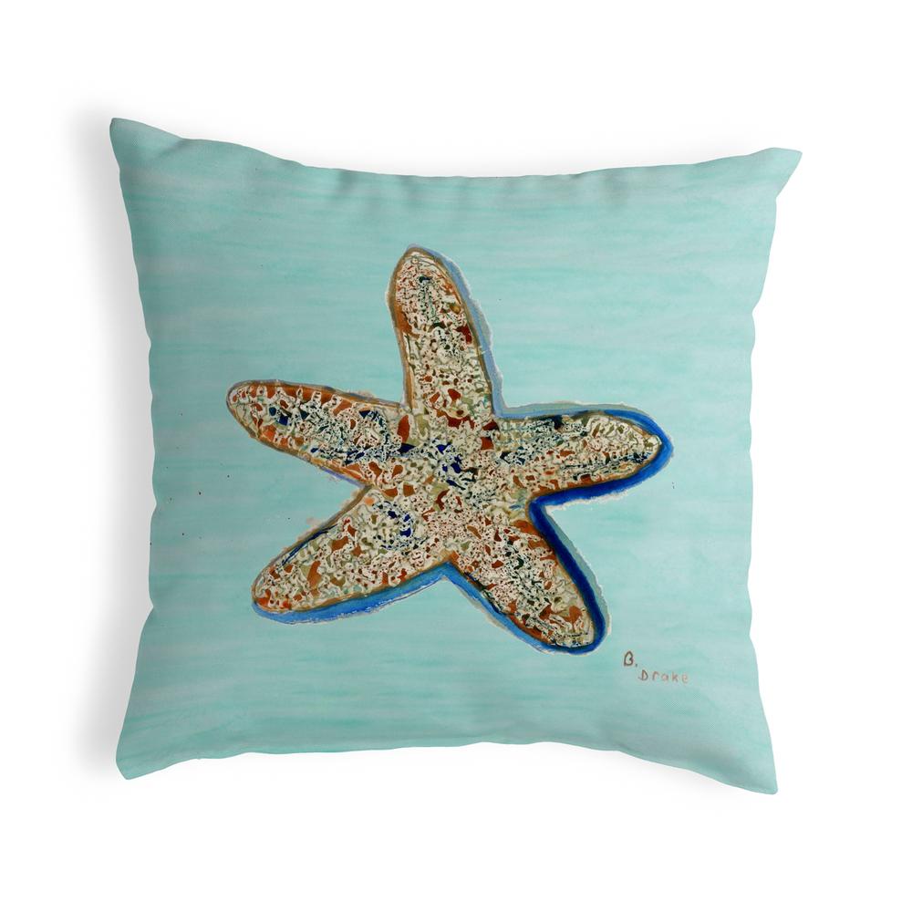 Starfish - Teal Small No-Cord Pillow 12x12. Picture 1