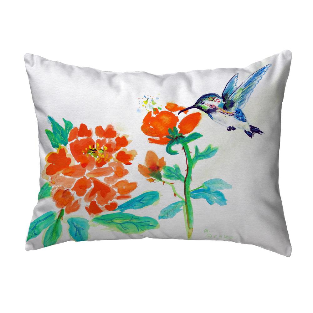 Hummingbird & Red Flower Small No-Cord Pillow 11x14. Picture 1