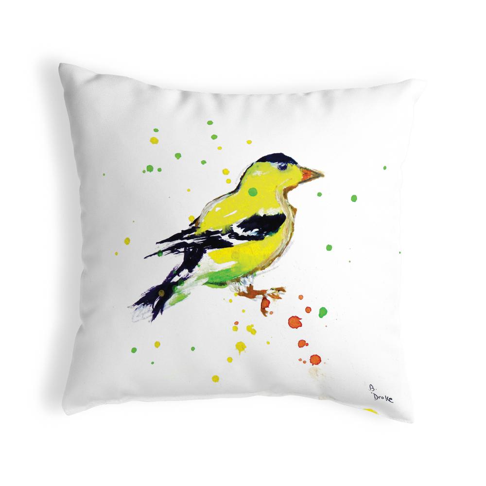 Betsy's Goldfinch Small No-Cord Pillow 12x12. Picture 1