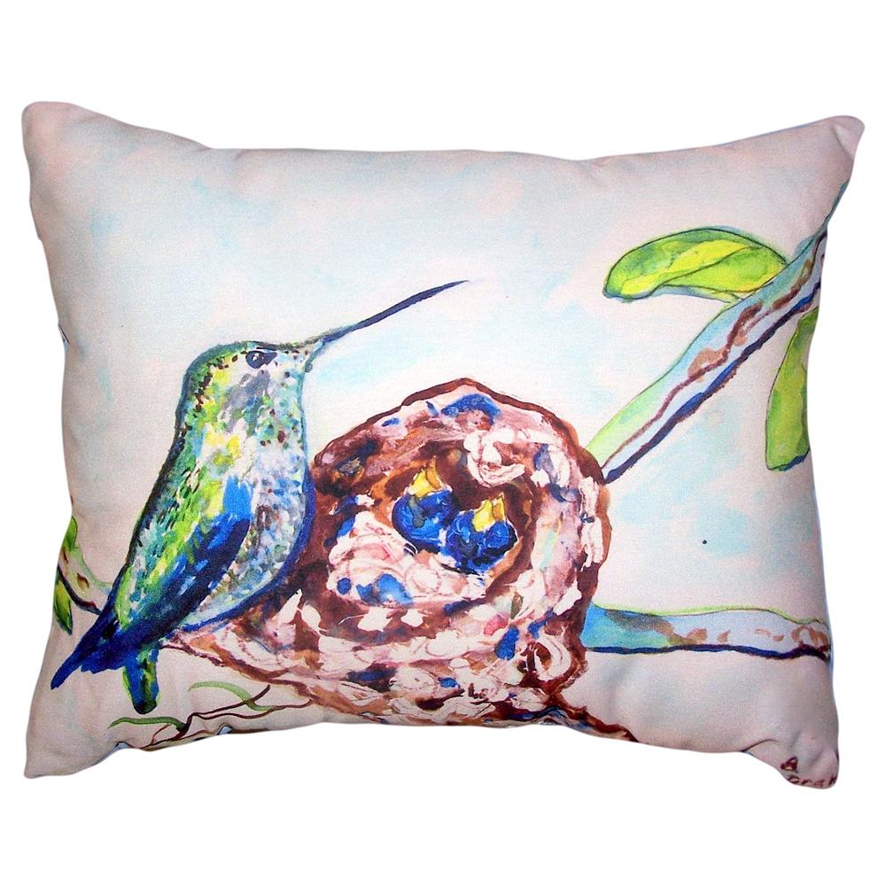 Hummingbird & Chicks Small No-Cord Pillow 11x14. Picture 1