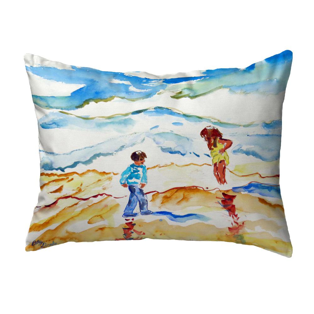 Wading at the Beach Small No-Cord Pillow 11x14. Picture 1