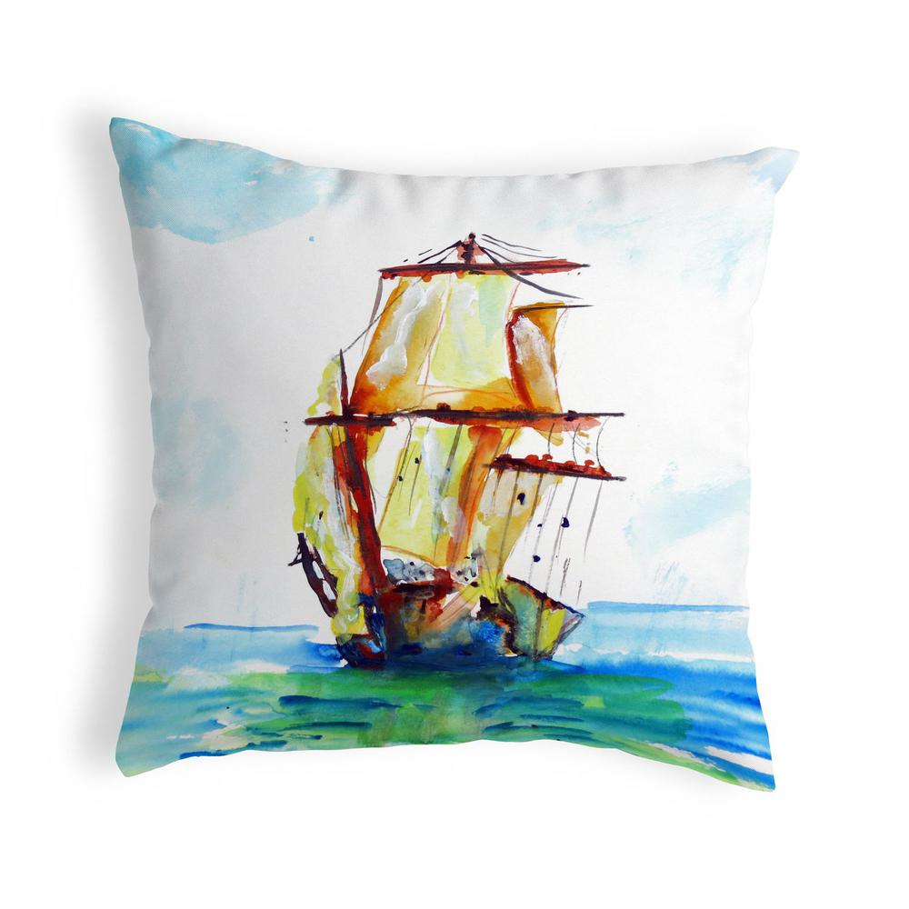 Tall Ship Small No-Cord Pillow 12x12. Picture 1