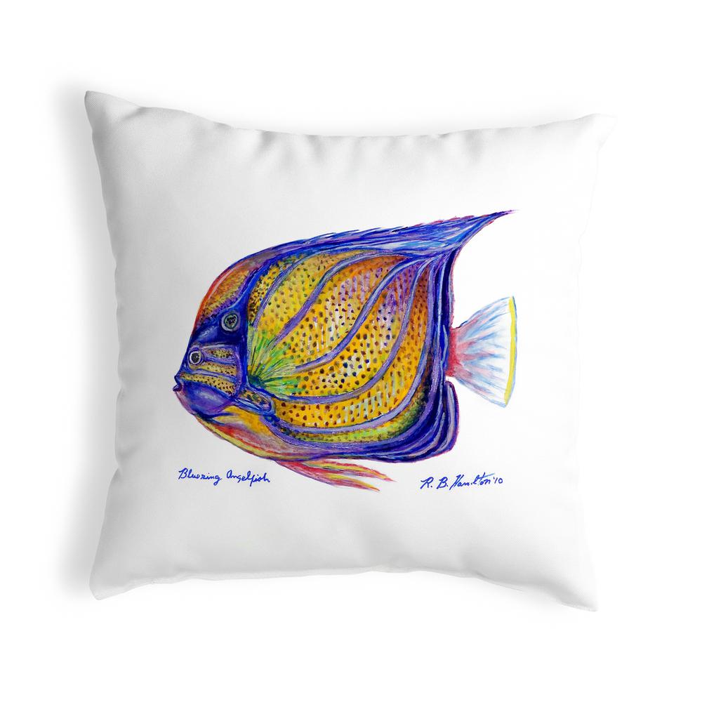 Blue Ring Angelfish Small No-Cord Pillow 12x12. Picture 1