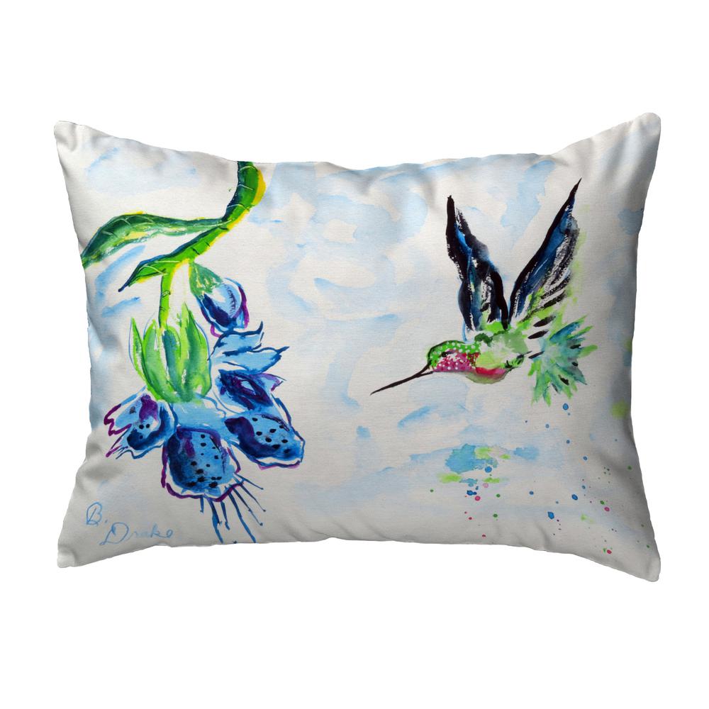 Hovering Hummingbird Noncorded Indoor/Outdoor Pillow 11x14. Picture 1