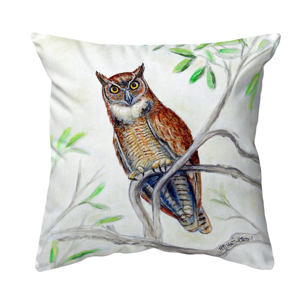 Great Horned Owl Noncorded Indoor/Outdoor Pillow 12x12. Picture 1