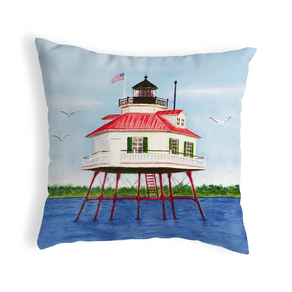 Drum Point Lighthouse Small No-Cord Pillow 12x12. Picture 1