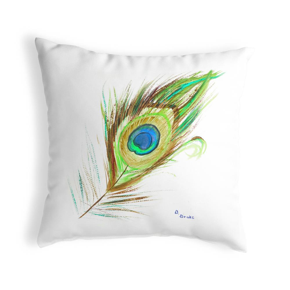 Peacock Feather Small No-Cord Pillow 12x12. Picture 1